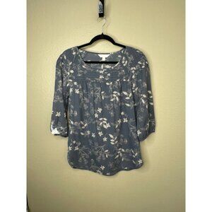 Lauren Conrad Women's Gray Blouse size Small long sleeve‎ round neck pullover